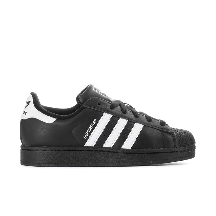 Women’s adidas Superstar II low-top sneakers in black with white side stripes