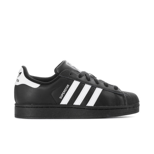Women’s adidas Superstar II low-top sneakers in black with white side stripes