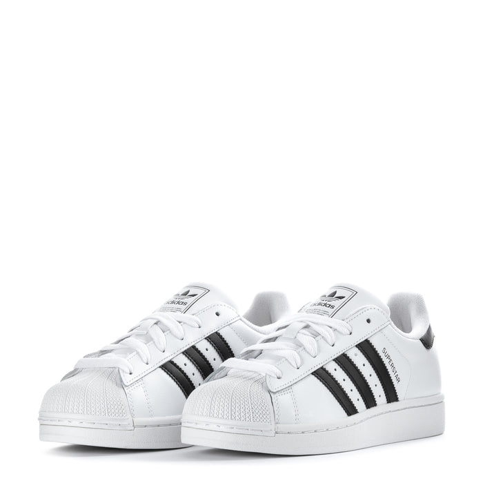 adidas Superstar II youth sneakers, pair in white with black stripes and white laces