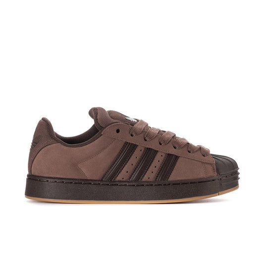 Men's brown suede Superstar ST sneakers with three stripe details and gum sole
