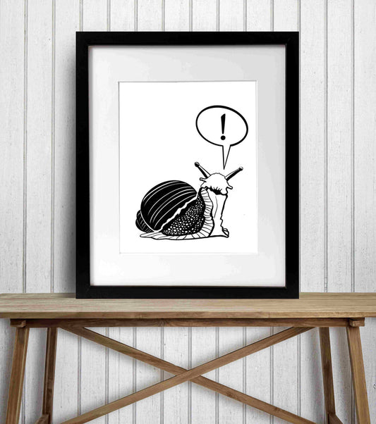 PinkPolish Design Art Prints "Surprised Snail" Digital Drawing: Art Print
