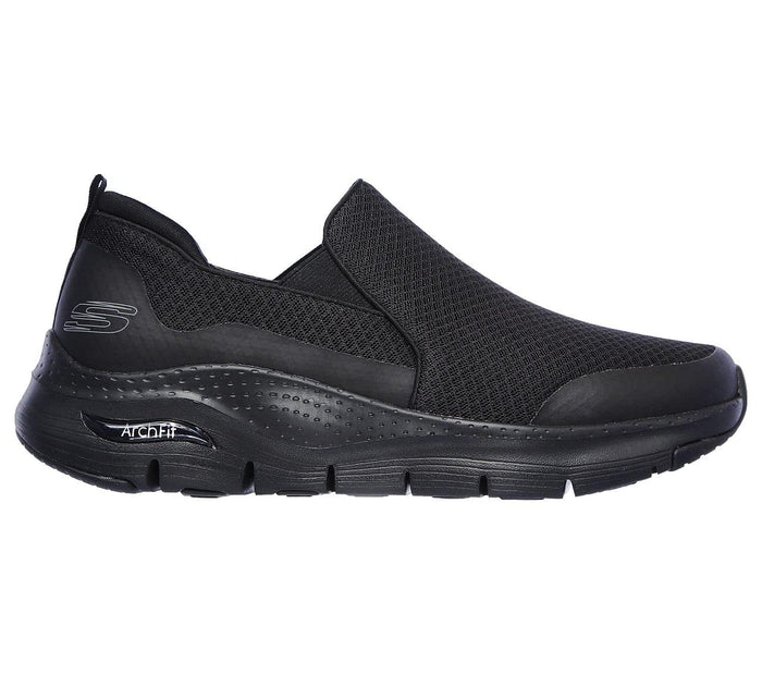 Svarta breda herrtofflor från Skechers