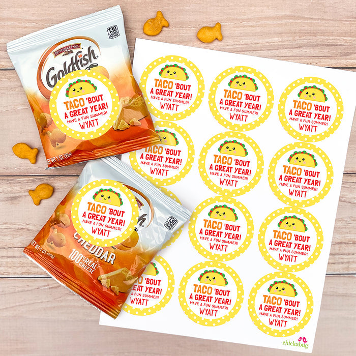 Taco Last Day of School Stickers