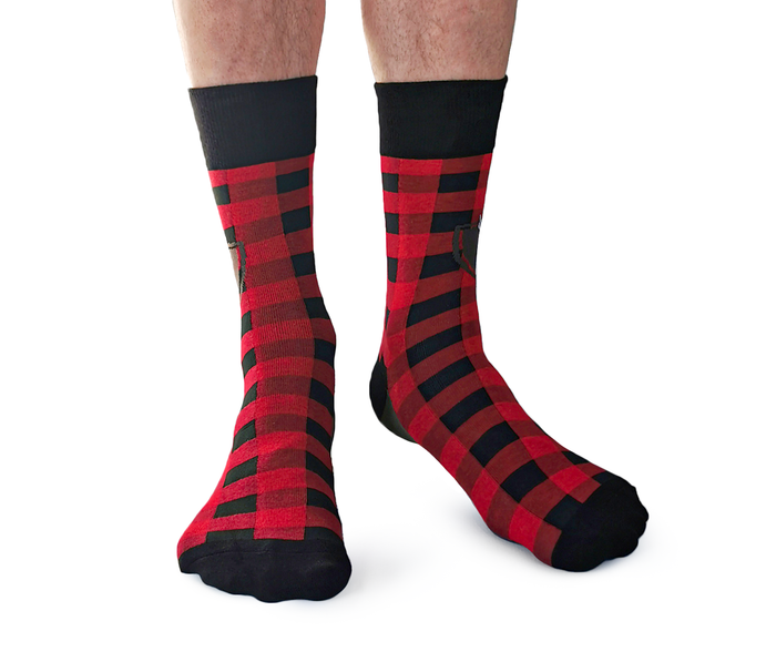 Plaid Deer Red Black Sock - Uptown Sox