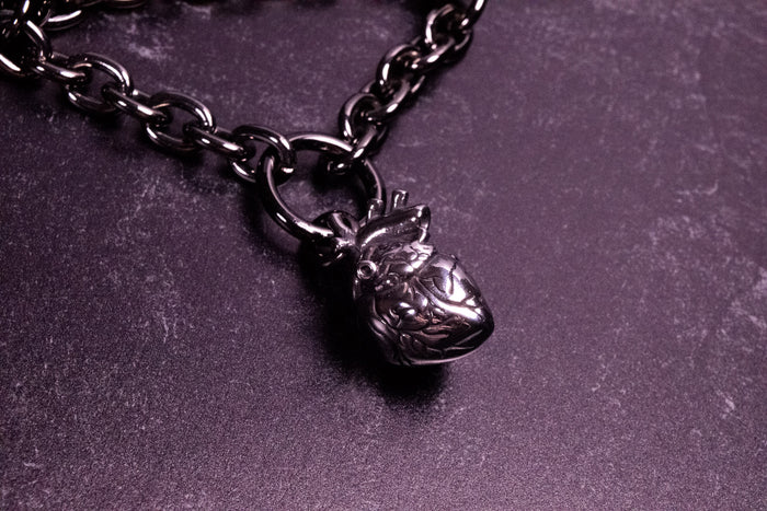 "Tethered Pulse" -  Black Vegan Leather Martingale Collar