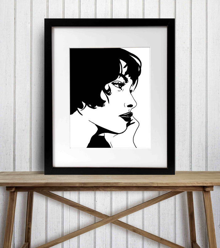 PinkPolish Design Art Prints "Thoughtful" Digital Drawing: Art Print