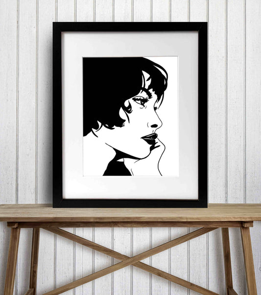 PinkPolish Design Art Prints "Thoughtful" Digital Drawing: Art Print