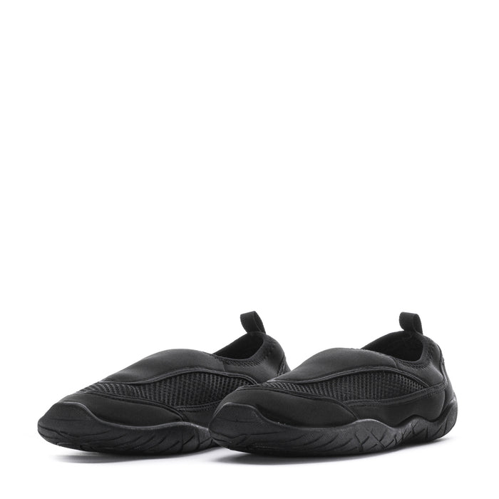 Pair of black slip-on water shoes with elastic collar