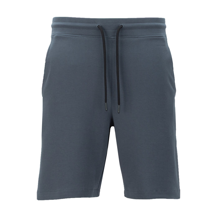 Men's dark blue knit short with elastic waistband and drawstring