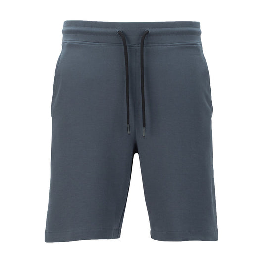 Men's dark blue knit short with elastic waistband and drawstring