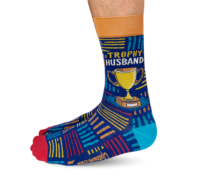 FUNNY TROPHY HUSBAND NOVELTY CREW SOCKS FOR MEN - UPTOWN SOX