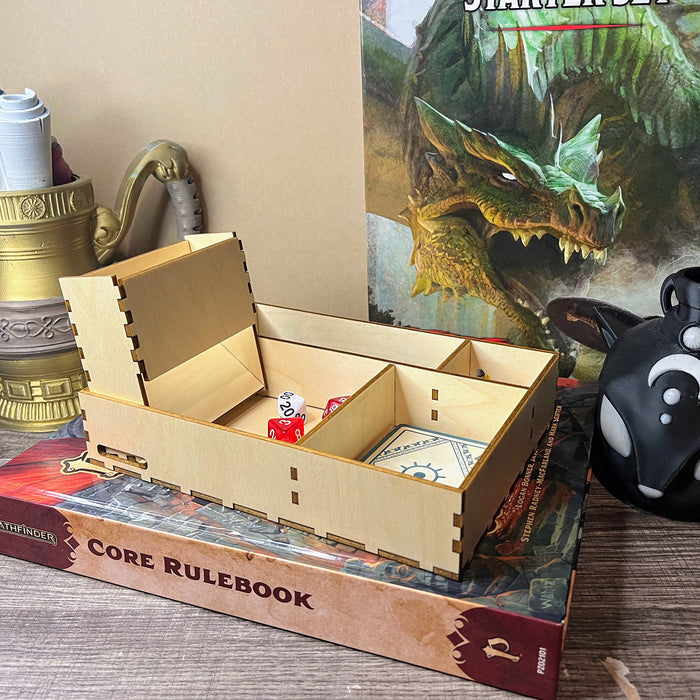TTRPG Character Book: Tray with Dice Tower