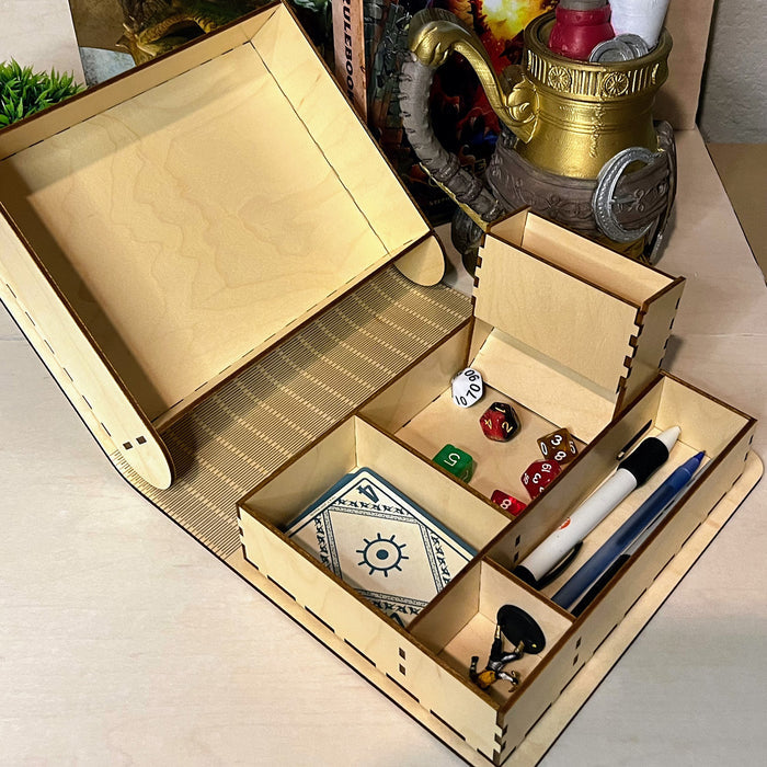 TTRPG Character Book: Tray with Dice Tower