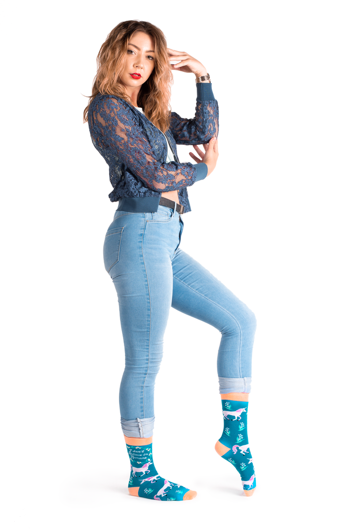 WOMENS CREW NOVELTY UNICORN SOCKS