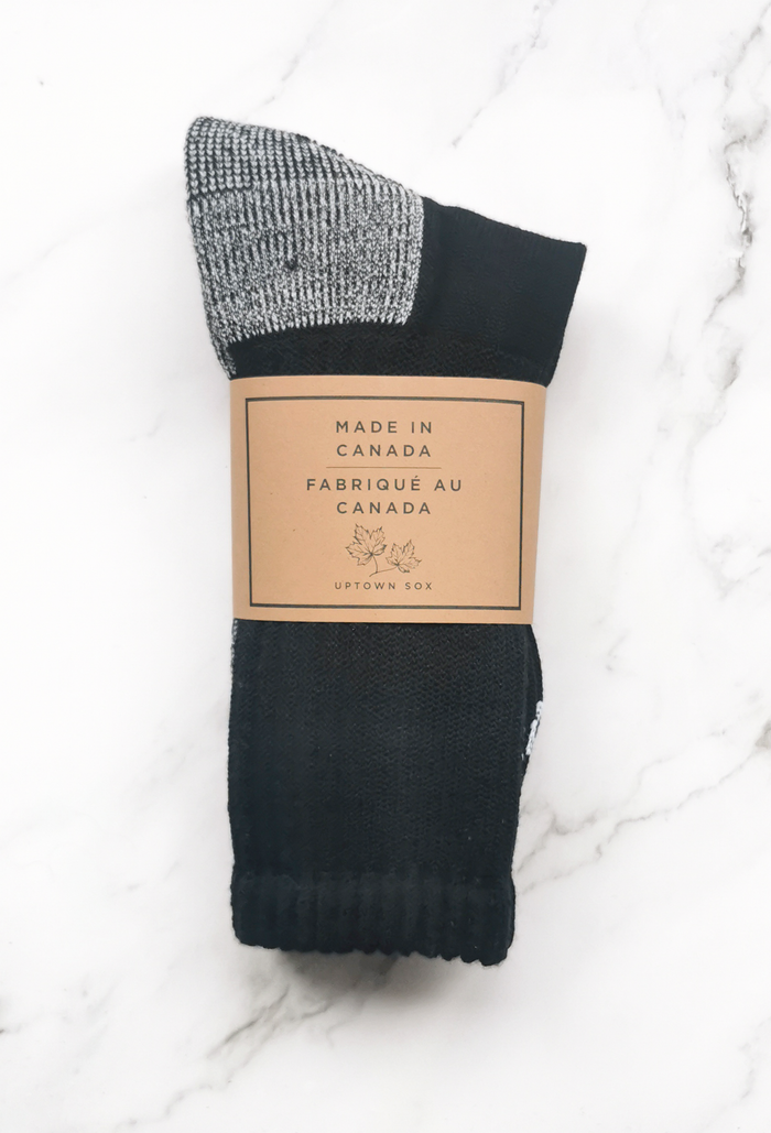MADE IN CANADA WOMENS MERINO WOOL BLACK SOCKS