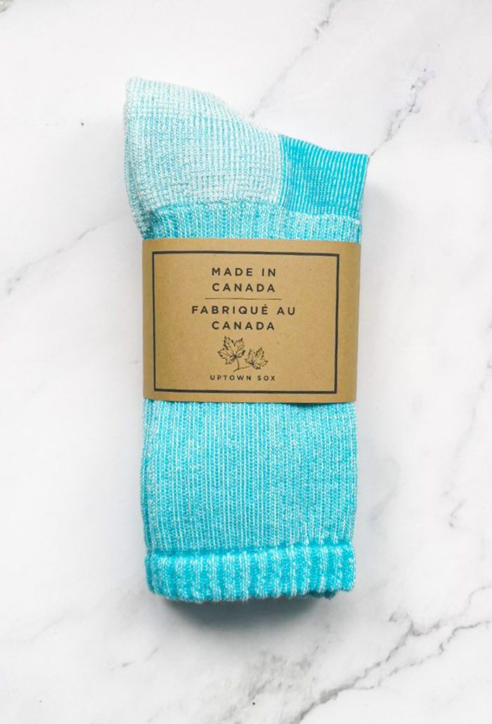 MADE IN CANADA WOMENS MERINO WOOL TEAL SOCKS