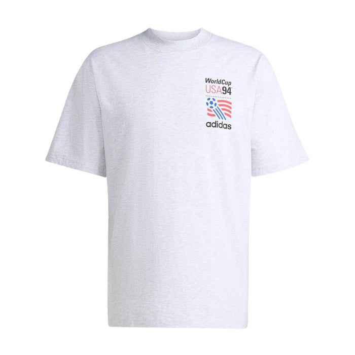 Men's heather gray graphic T-shirt with WorldCup USA94 and adidas logo
