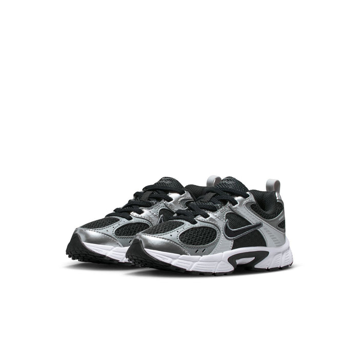 Kids Nike sneakers, gray and black with lace-up front and white rubber sole