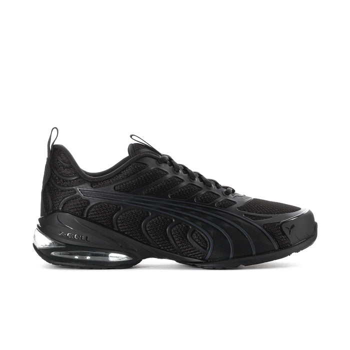 Men's Puma lace-up sneakers in dark black with padded collar and air-cushion sole