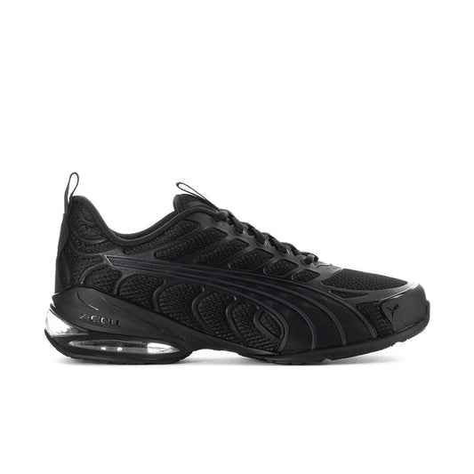 Men's Puma lace-up sneakers in dark black with padded collar and air-cushion sole
