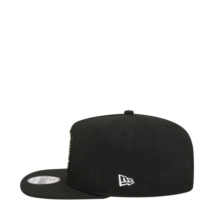 Black snapback cap with New Era logo on the side