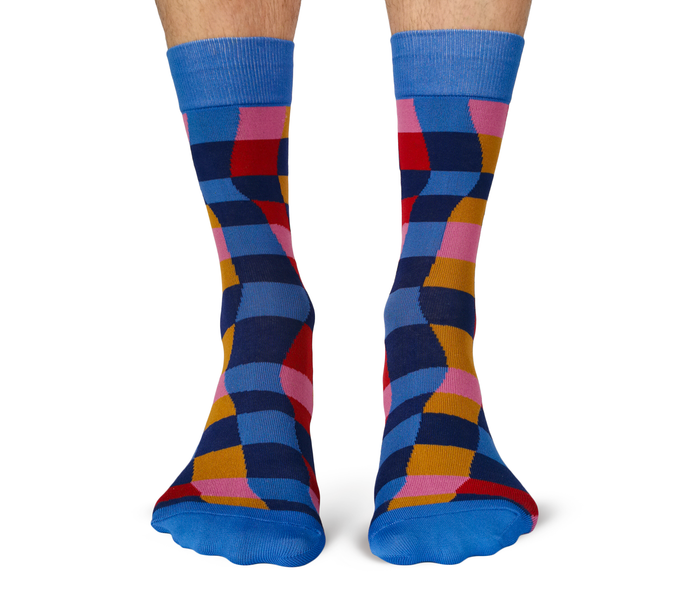 FUN WAVY MULTI COLOURED CHECKERED SOCKS -  UPTOWN SOX