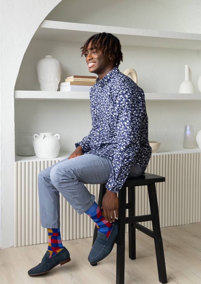FUN WAVY MULTI COLOURED CHECKERED SOCKS -  UPTOWN SOX