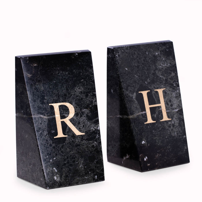 Whitney Marble Bookends, Zebra Black