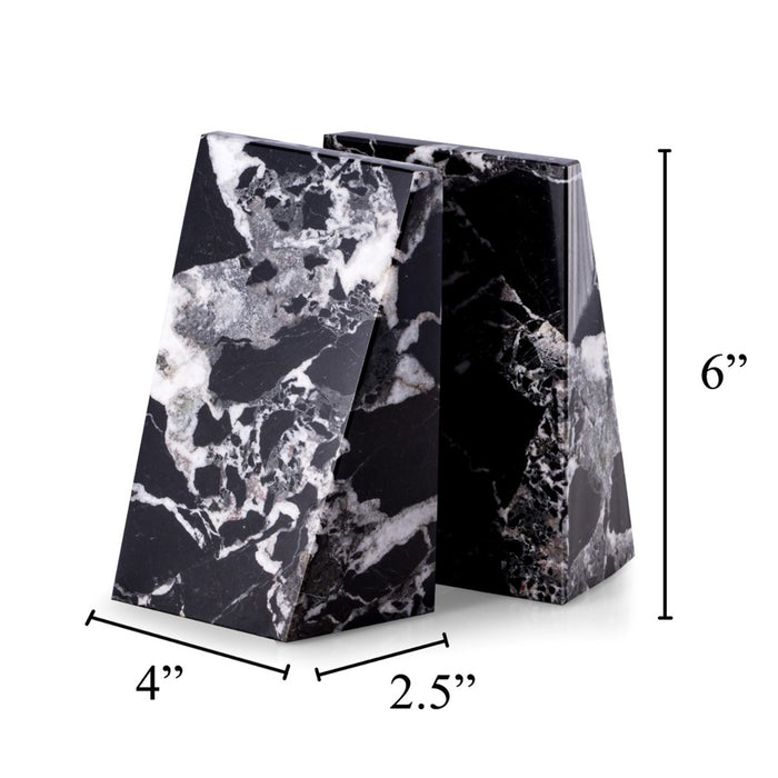 Whitney Marble Bookends, Zebra Black