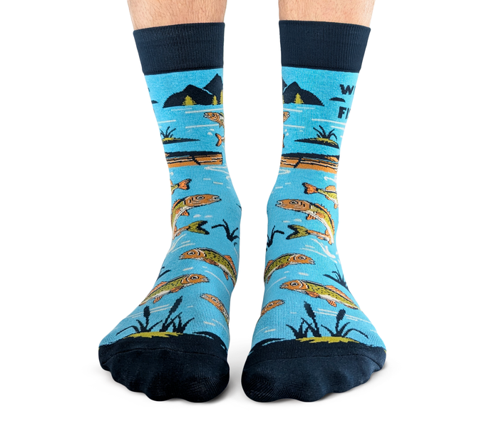 FISHING HOBBY PRINT PATTERN SOCKS MEN UPTOWN SOX