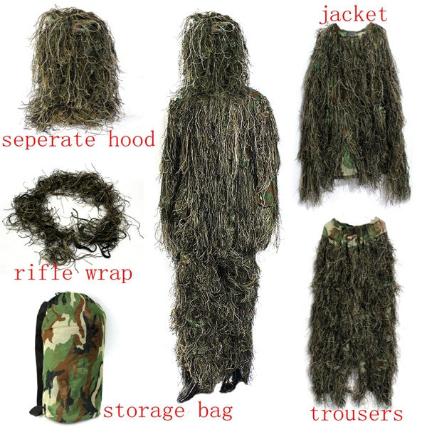 Woodland Camo Camouflage clothing 3D Tree Hunting Adults Ghillie Suit - GhillieSuitShop