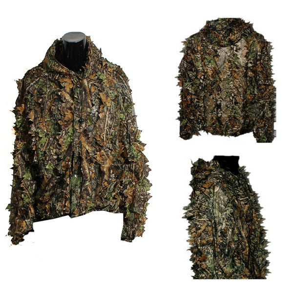 Woodland Camouflage clothing 3D jungle Hunting Hide Leaf Ghillie Suit - GhillieSuitShop