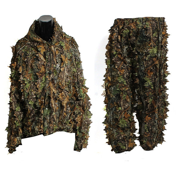 Woodland Camouflage clothing 3D jungle Hunting Hide Leaf Ghillie Suit - GhillieSuitShop