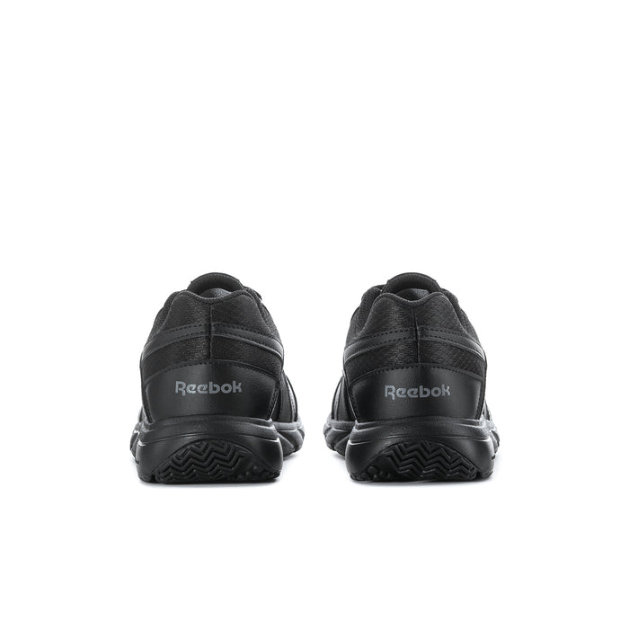Women's black lace-up sneaker, heel and back view