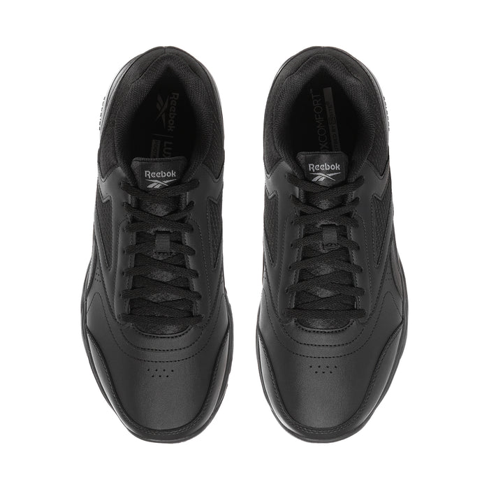Black men's lace-up work sneaker, front view with lace eyelets