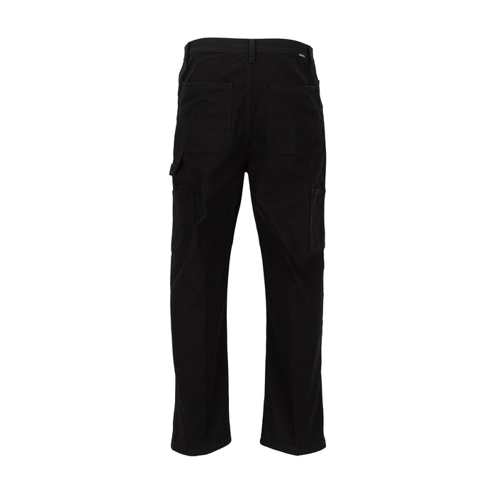 Men's black cargo work pants with side pockets and relaxed straight fit