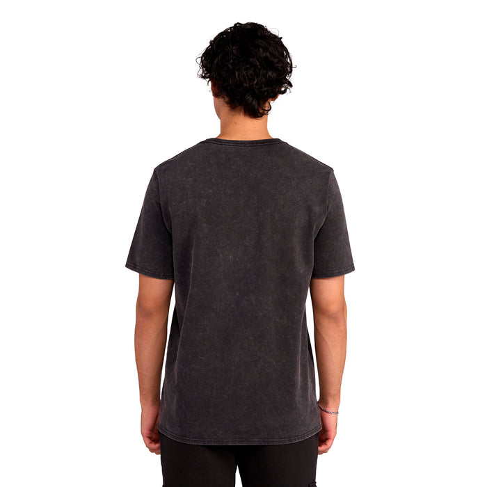 Mens dark heather charcoal tee with plain back and short sleeves
