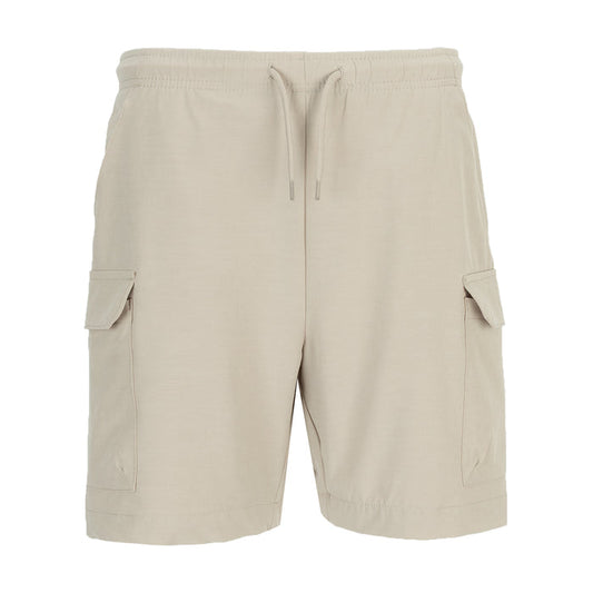Youth woven cargo shorts in light cashmere beige with elastic waist and drawstring