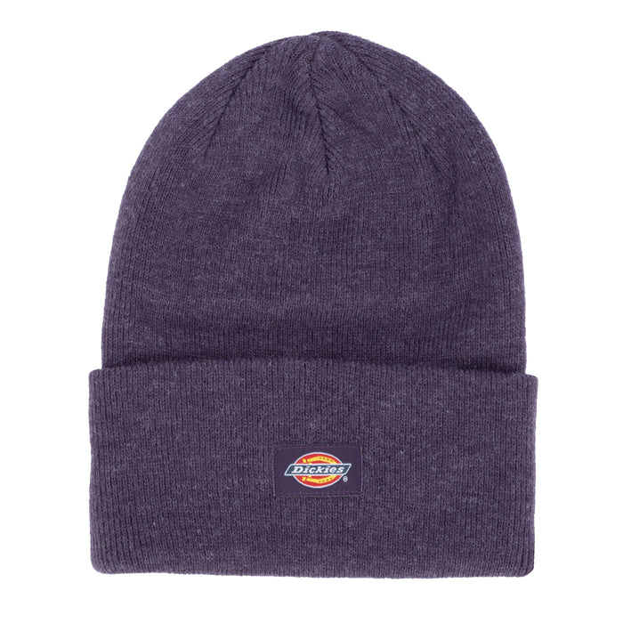 Navy woven label cuffed tall beanie hat