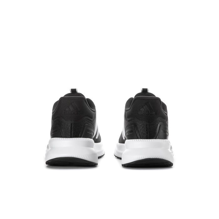 Men's adidas black knit sneakers with white midsole and rear pull-tab