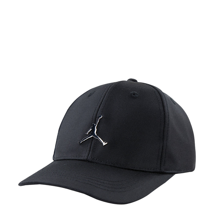 Black youth baseball cap with curved brim and Jumpman emblem