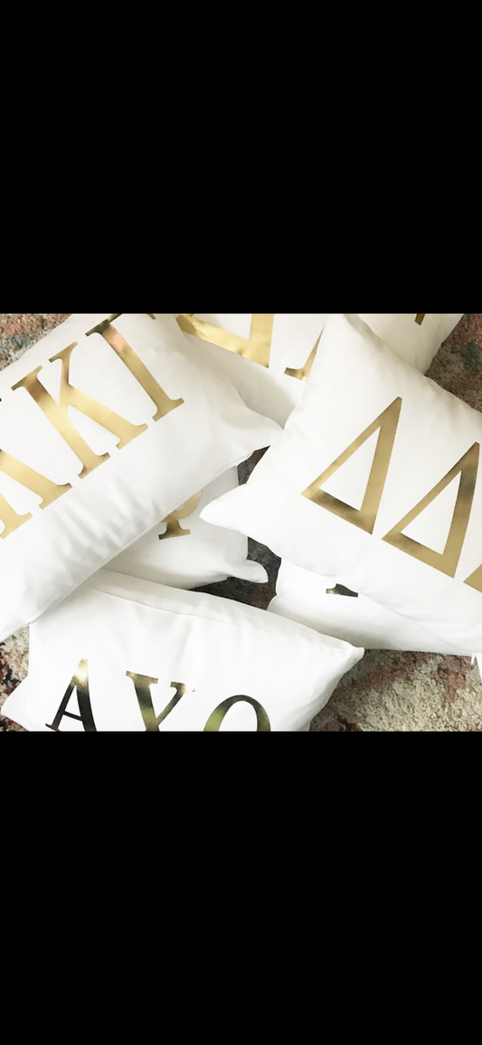 Zeta White Cosmetic Bag With Gold Foil Greek Letters